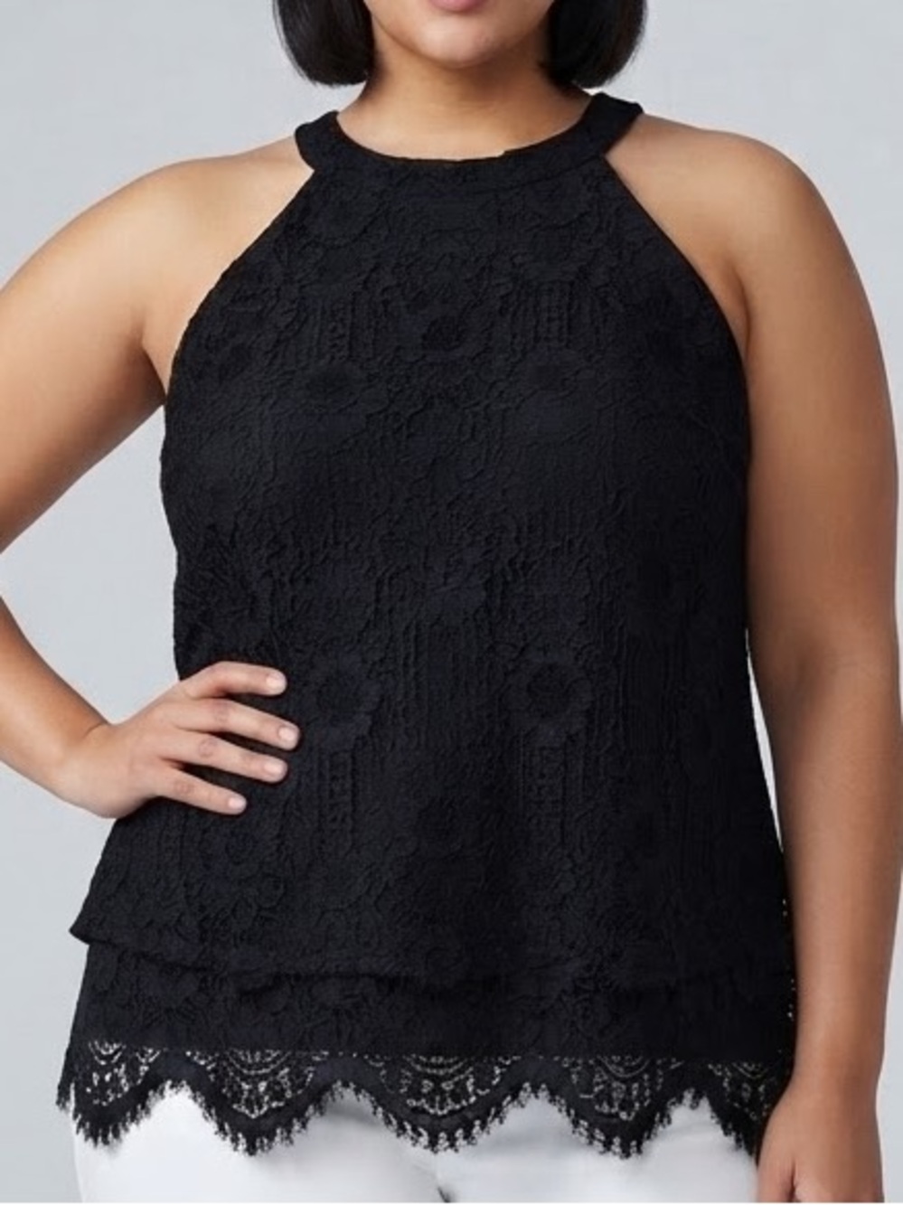 TORRID Mixed Lace Goddess Mock Neck Top 4X